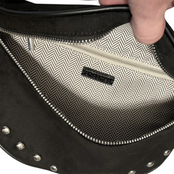 Adhorned NY Vegan Suede Leather Studded Sling Crossbody Bag - Picture 4 of 8